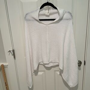 Kinross 100% Cotton Knit White Poncho OS NWT